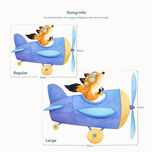 Fox Airplane Wall Decal - Bright Colours
