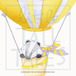 Badger in Hot Air Balloon Wall Decals