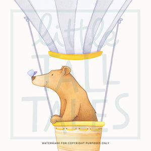 Bear in Hot Air Balloon Wall Decals
