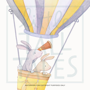 Bunny Hot Air Balloon Wall Decals