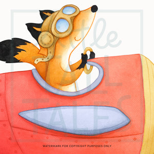 Fox Airplane Wall Decal - Bright Colours