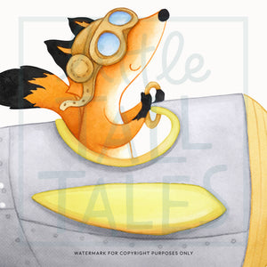Fox Airplane Wall Decal - Softer Colours