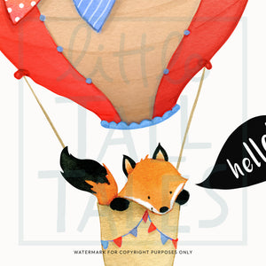 Bright Fox Hot Air Balloon Wall Decals