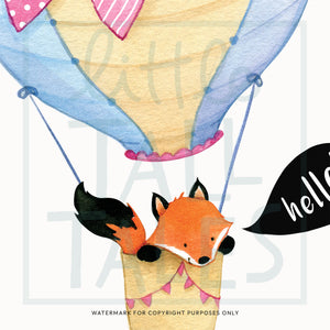 Multi-Colour Fox Hot Air Balloon Wall Decals