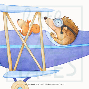 Woodland Animal Plane Wall Decal