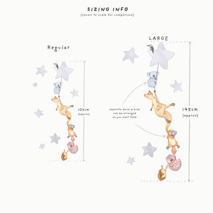 Aussie Animal Fabric Wall decal sizing information