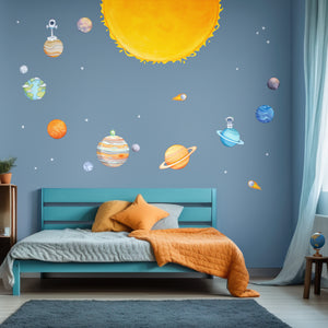 Solar System with Half Sun Wall Decals