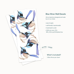 Blue Wren Wall Decals