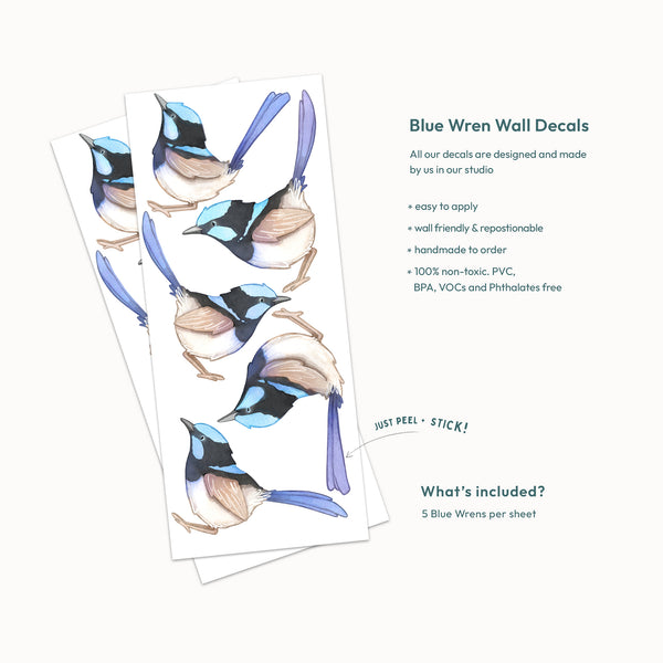 Blue Wren Wall Decals