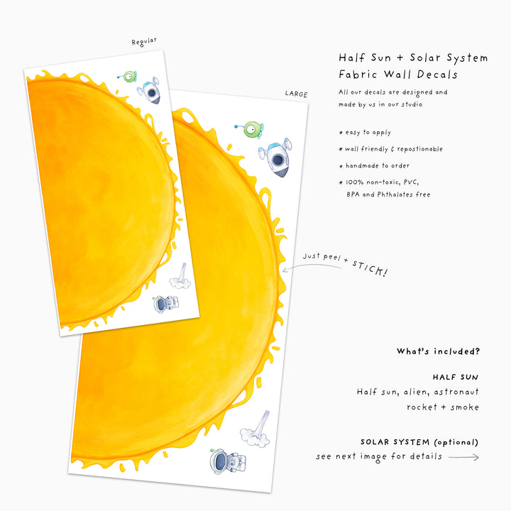 Solar System with Half Sun Wall Decals