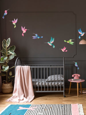 Hummingbird Wall Decals, Modern Nursery, Large