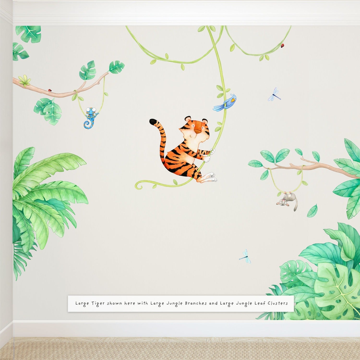 Tiger and Jungle Branches Repositionable Fabric Wall Decals, Jungle Leaves