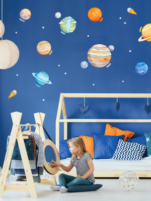 Solar system wall decals, girls room, little tall tales