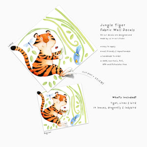 Swinging Tiger Fabric Wall Decals, set information