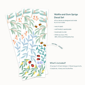 Wattle and Gum Sprigs Wall Decal Set