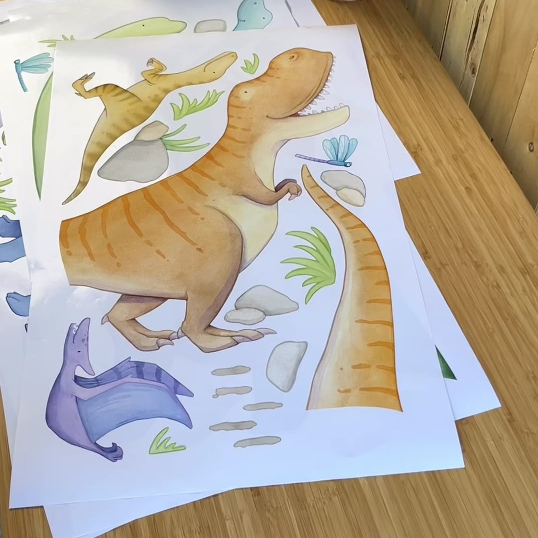 T Rex and Velociraptor Wall Decals