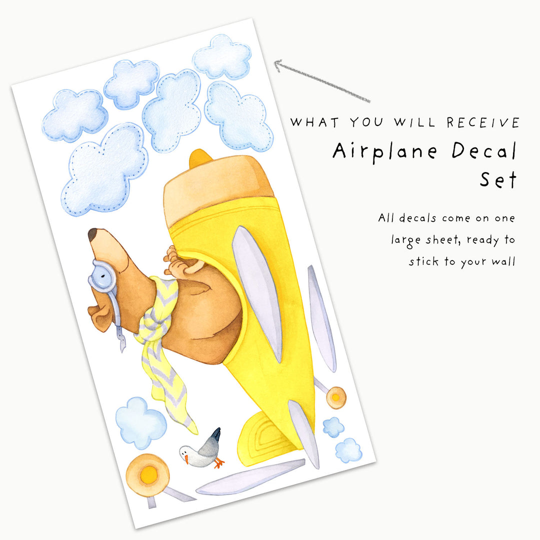 Contents of a bear in an airplane decal