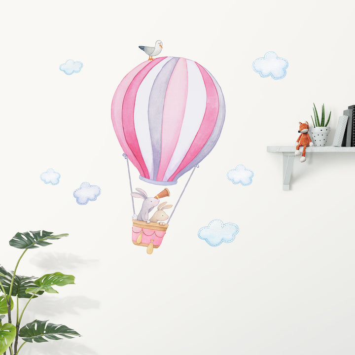 Bunny Hot Air Balloon Wall Decals