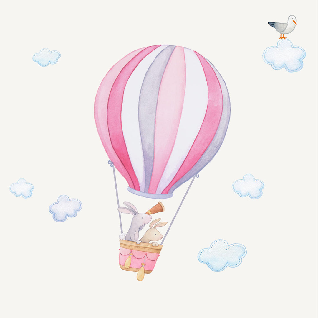 Bunny Hot Air Balloon Wall Decals