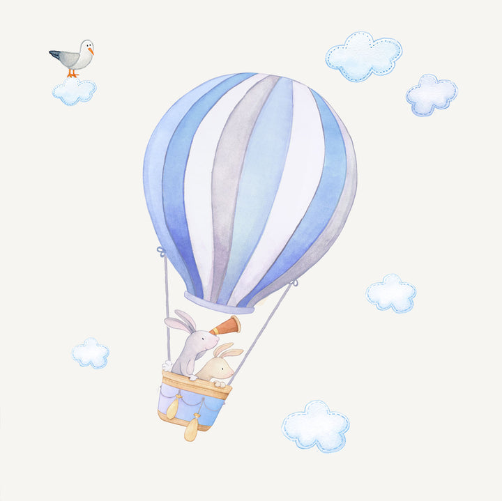 Bunny Hot Air Balloon Wall Decals