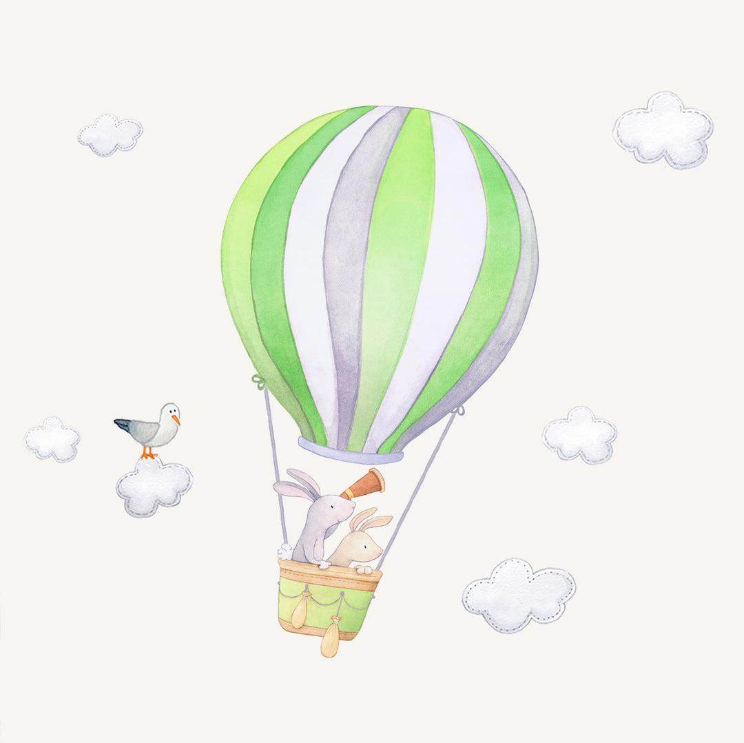 Bunny Hot Air Balloon Wall Decals