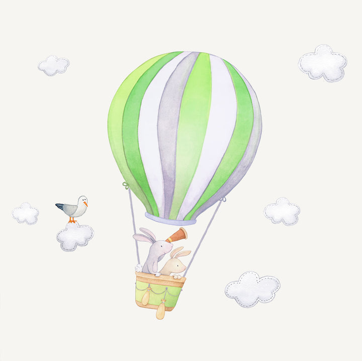 Bunny Hot Air Balloon Wall Decals