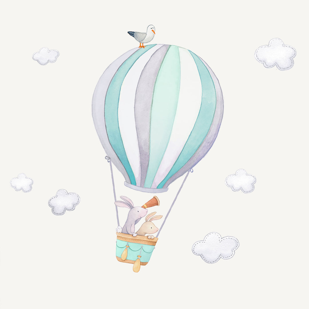 Bunny Hot Air Balloon Wall Decals
