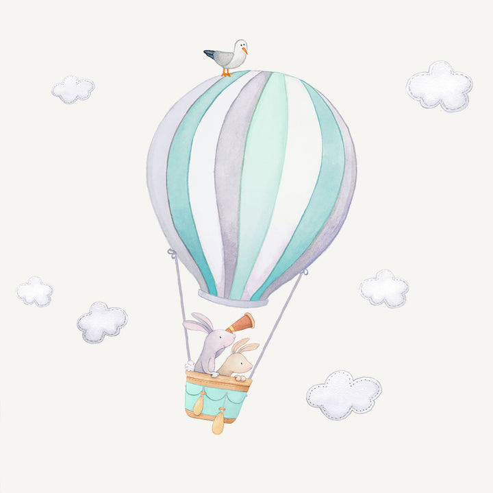 Bunny Hot Air Balloon Wall Decals