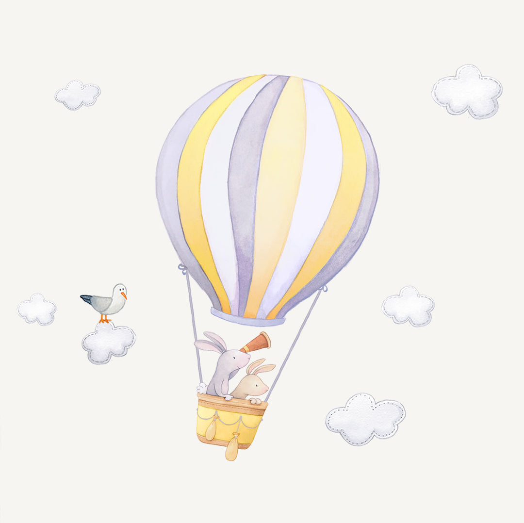 Bunny Hot Air Balloon Wall Decals