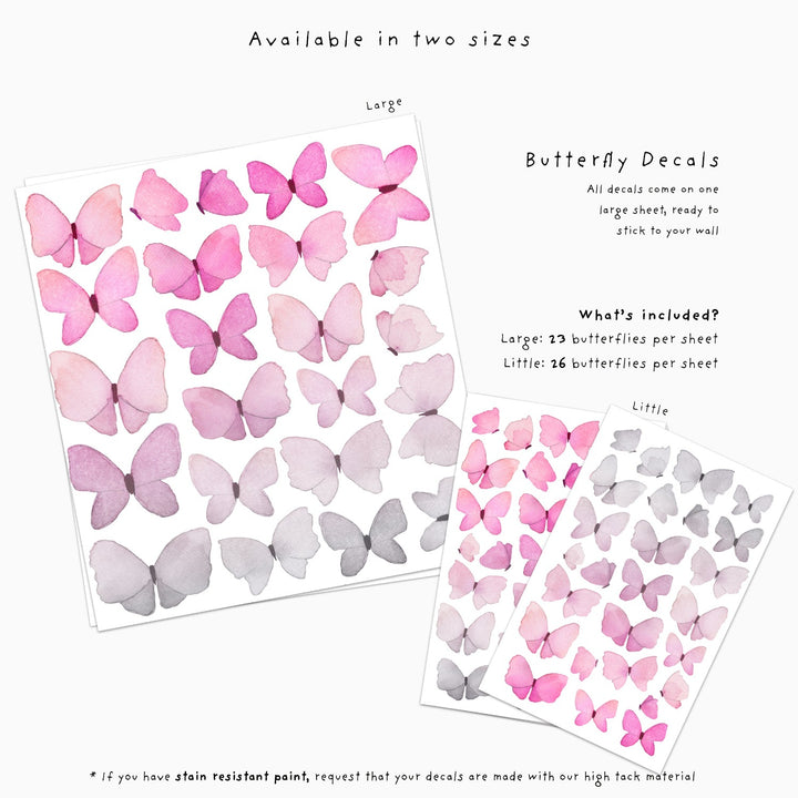 Butterfly wall decals, sizing info
