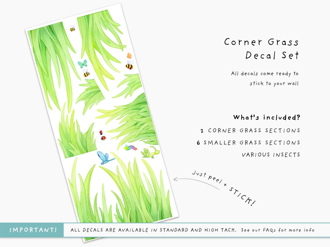 Grass repositionable wall decals, nursery and kids interior, Little Tall Tales, Set Information Corner