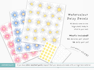 Daisy wall decals from little tall tales, set information, colour options