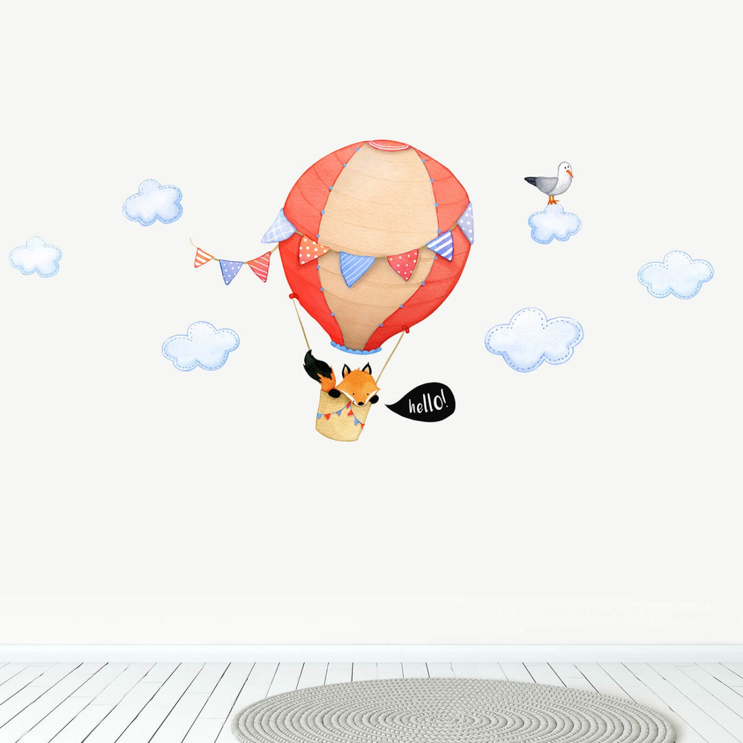 Bright Fox Hot Air Balloon Wall Decals