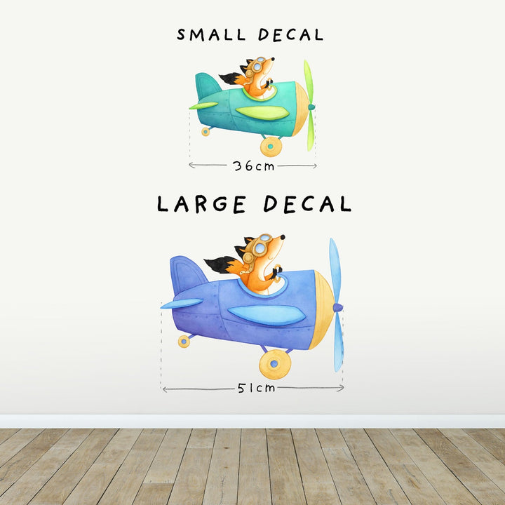 Fox Airplane Wall Decal - Softer Colours