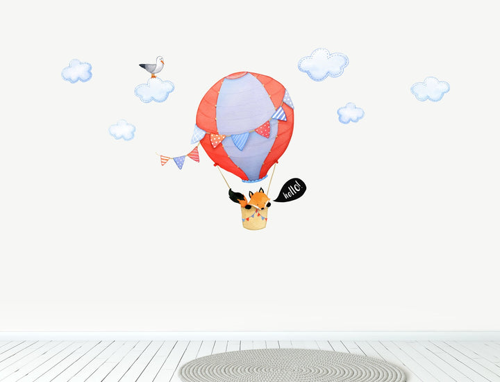 Bright Fox Hot Air Balloon Wall Decals