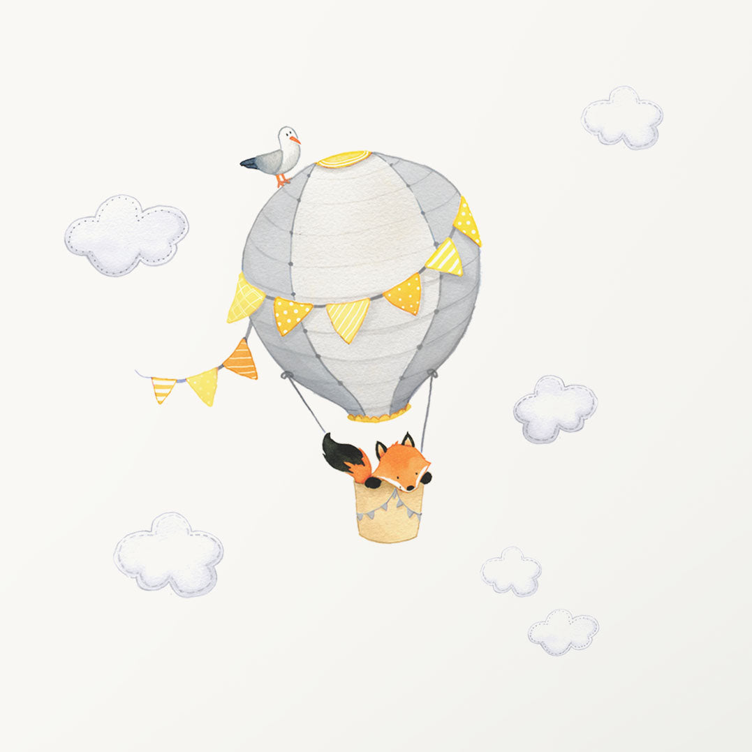 Grey Fox Hot Air Balloon Wall Decals