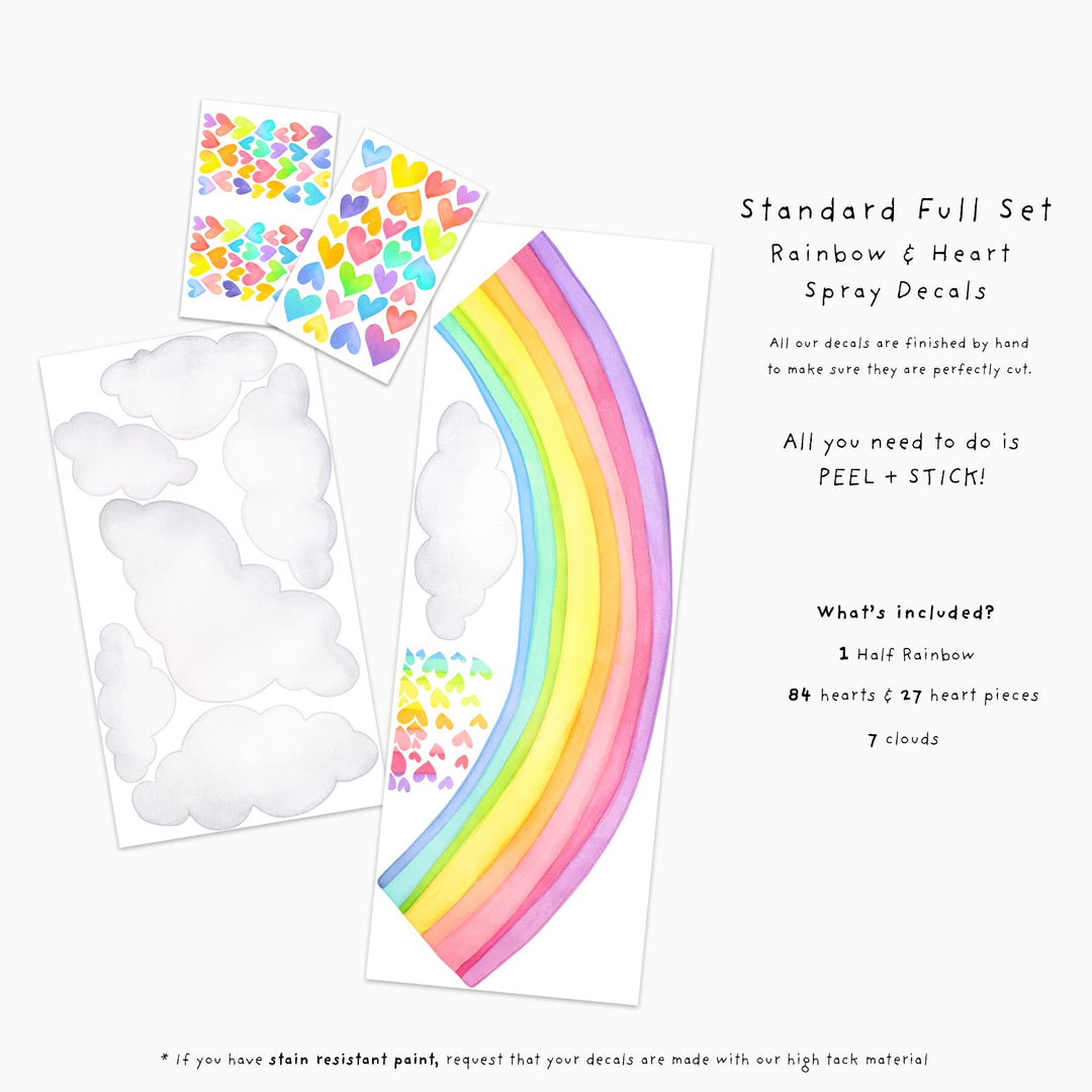 Rainbow Hearts Spray Wall Decals