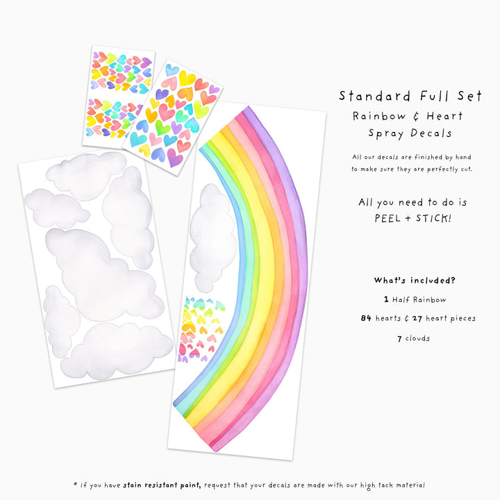 Rainbow Hearts Spray Wall Decals