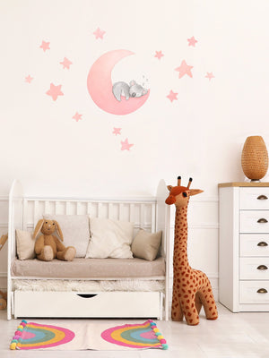 Koala Moon Wall Decal, Little Tall Tales, Blush Pink Nursery