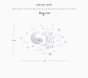 Koala Moon childrens wall decal sizing information, regular size