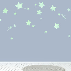 Large Mint Fabric Stars Wall Decals, Little Tall Tales