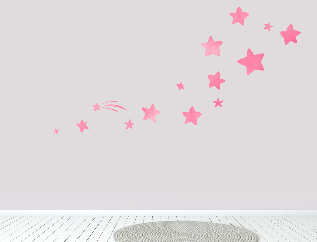Large pink star fabric wall stickers for children