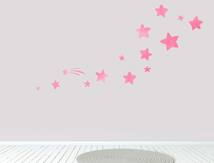 Large pink star fabric wall stickers for children
