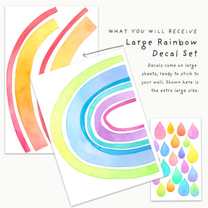 Large Rainbow Wall Decal Set, Ready To Stick