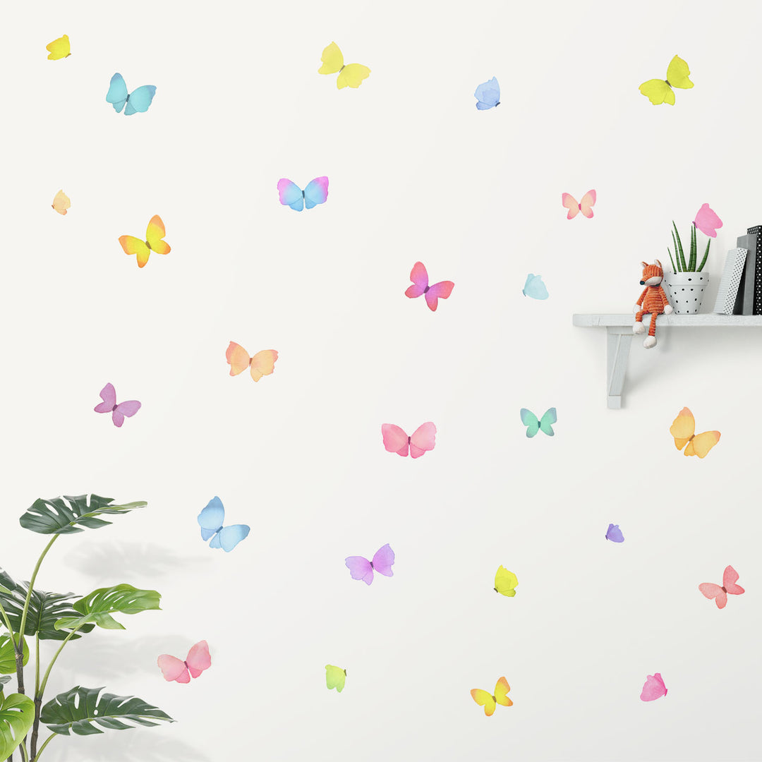 Multi Colour Butterfly Wall Decals, repositionable, nursery decor