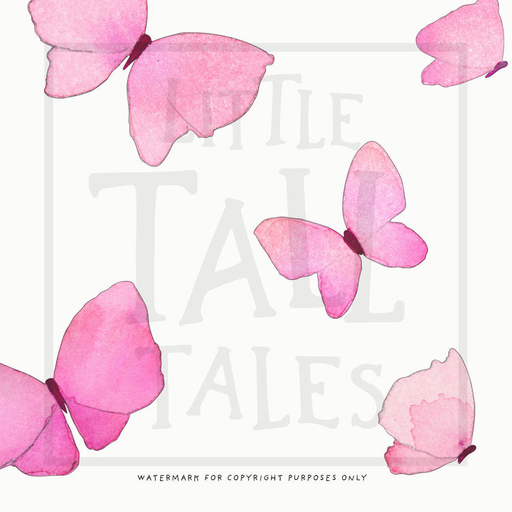 Pink butterflies wall stickers, close up