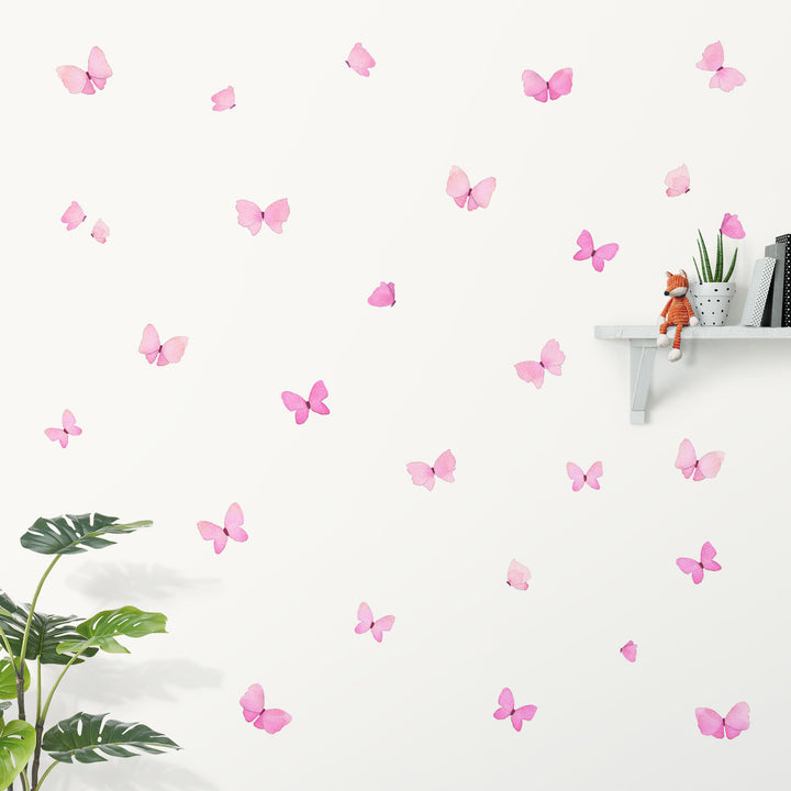 Pink Butterflies fabric wall stickers for childrens and babies rooms