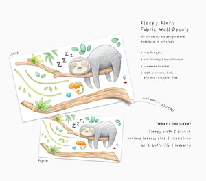 Sleepy Sloth Wall Decal set information