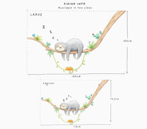 Sleepy Sloth wall decal sizing