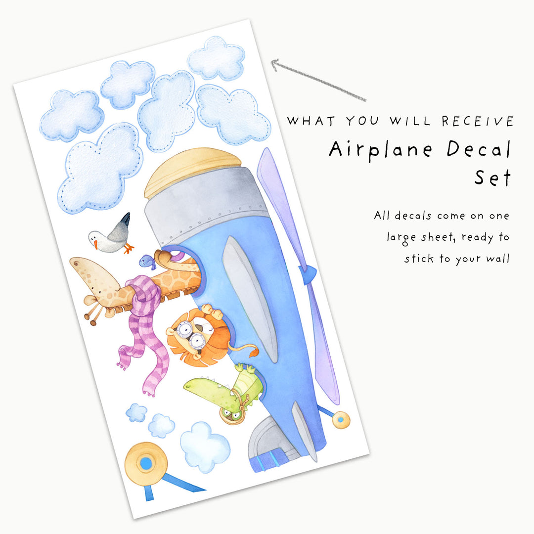 Safari Animal Plane Wall Decals
